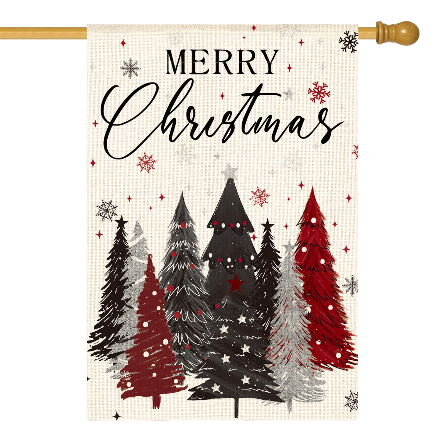 AVOIN colorlife Merry Christmas Garden Flag 12x18 Inch Double Sided Outside, Christmas Tree Snowflake Winter Holiday Yard Outdoor Decorative Flag Green